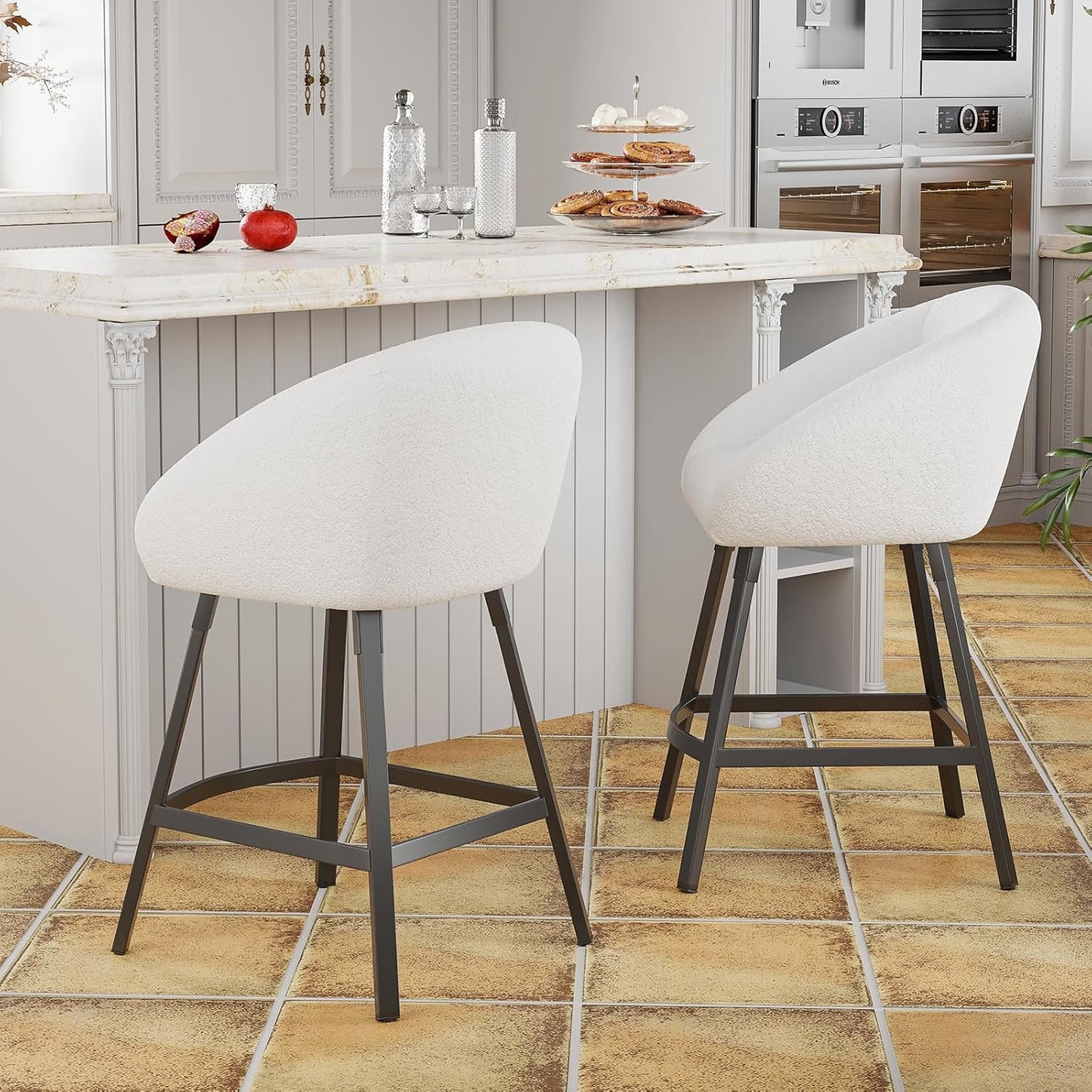 Farini Bar Stools Set of 2 or 4,Upholstered Bar Stool with Back, 27 inch Height Counter Height Barstools for Home Kitchen Island
