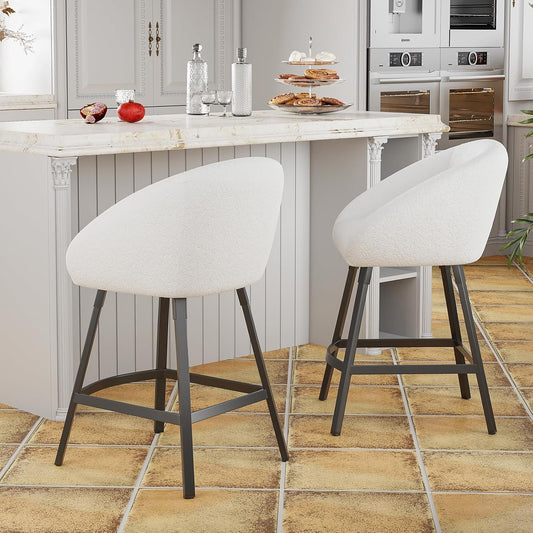 Farini Bar Stools Set of 2 or 4,Upholstered Bar Stool with Back, 27 inch Height Counter Height Barstools for Home Kitchen Island