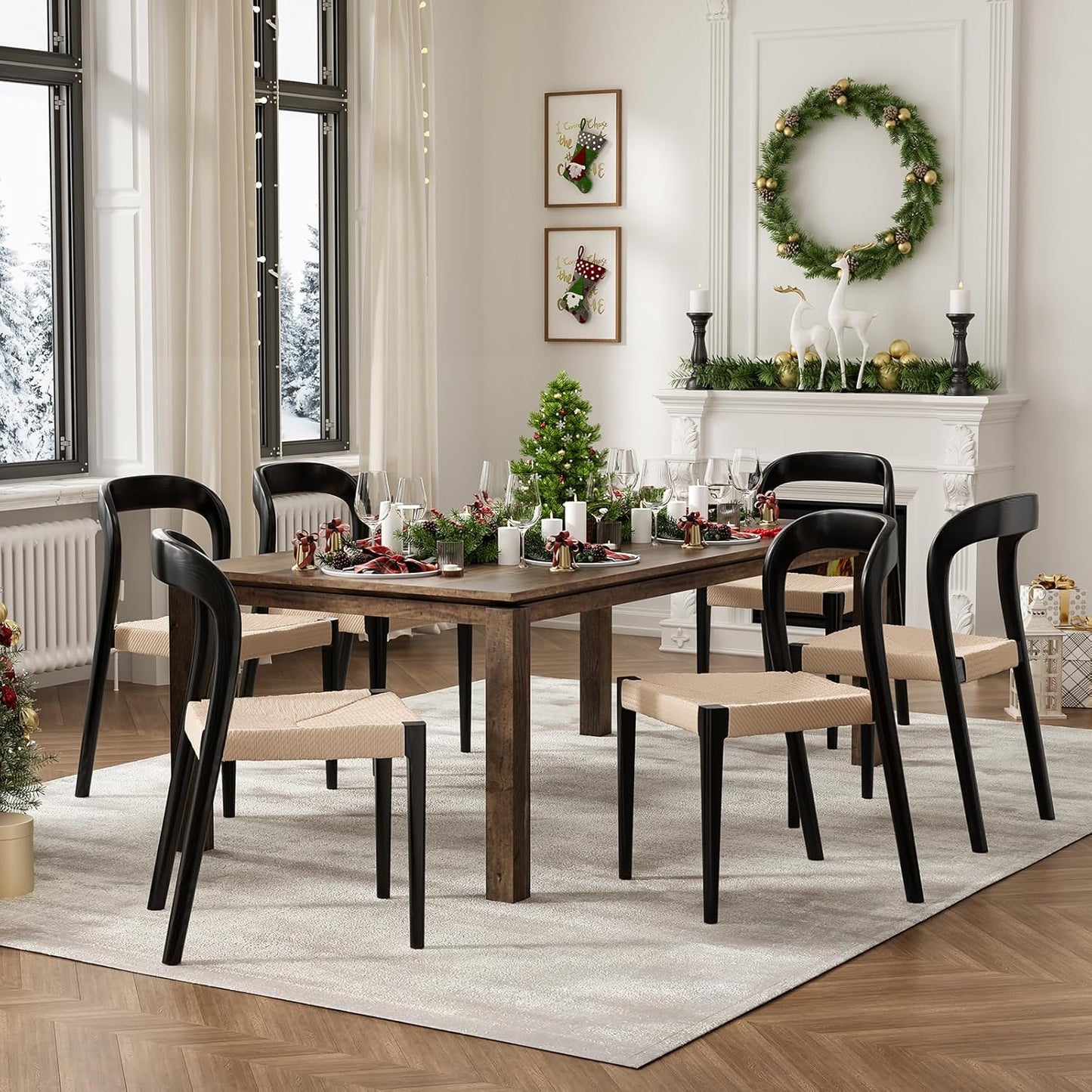 Farini Ash Wood Stackable Dining Chair Mid Century Modern Wooden for Your Room House, Fully Assembled