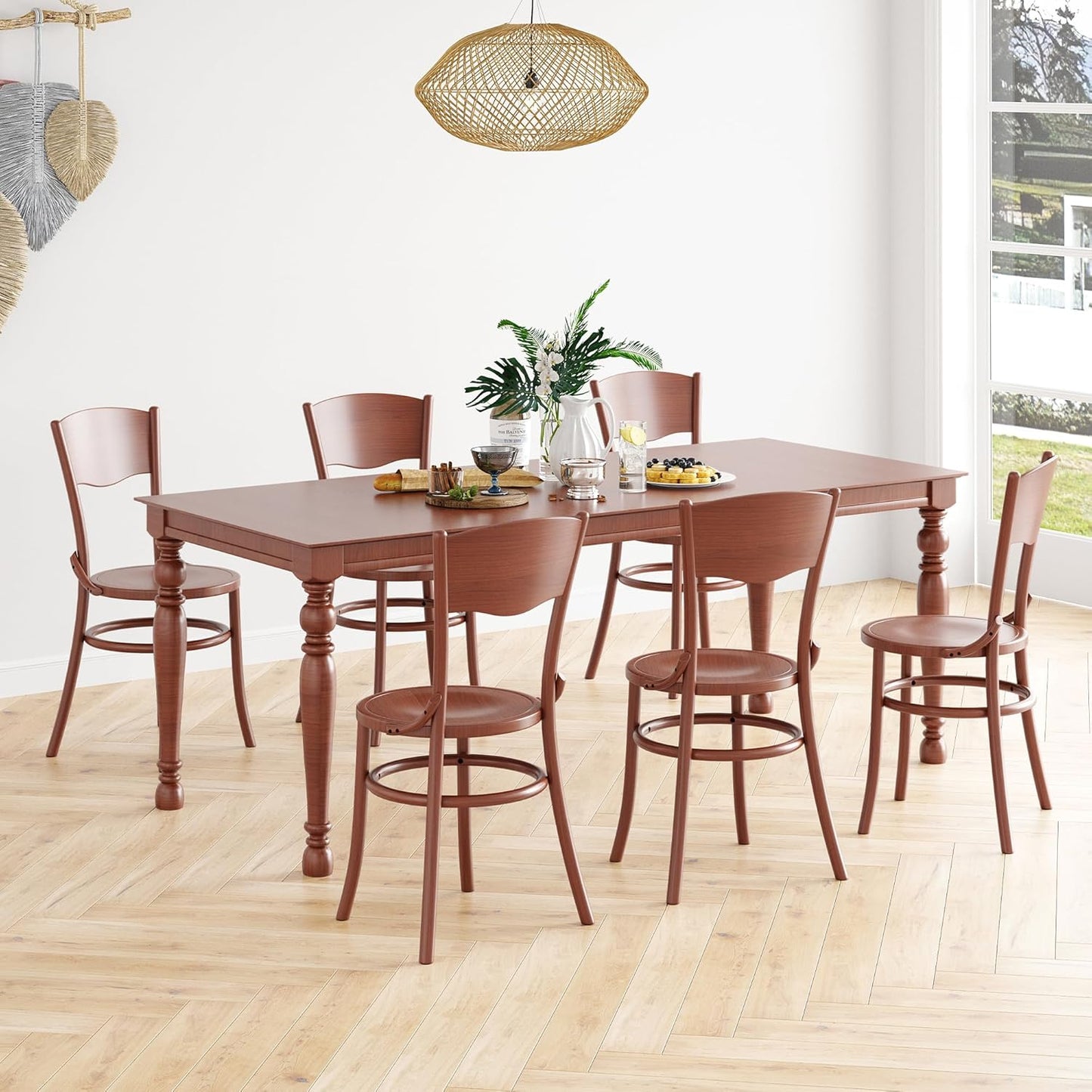 Farini Solid Wood Dining Chairs Set of 2, Farmhouse Kitchen & Dining Room Chairs for Mid Century Dining Table, Fully Assembled
