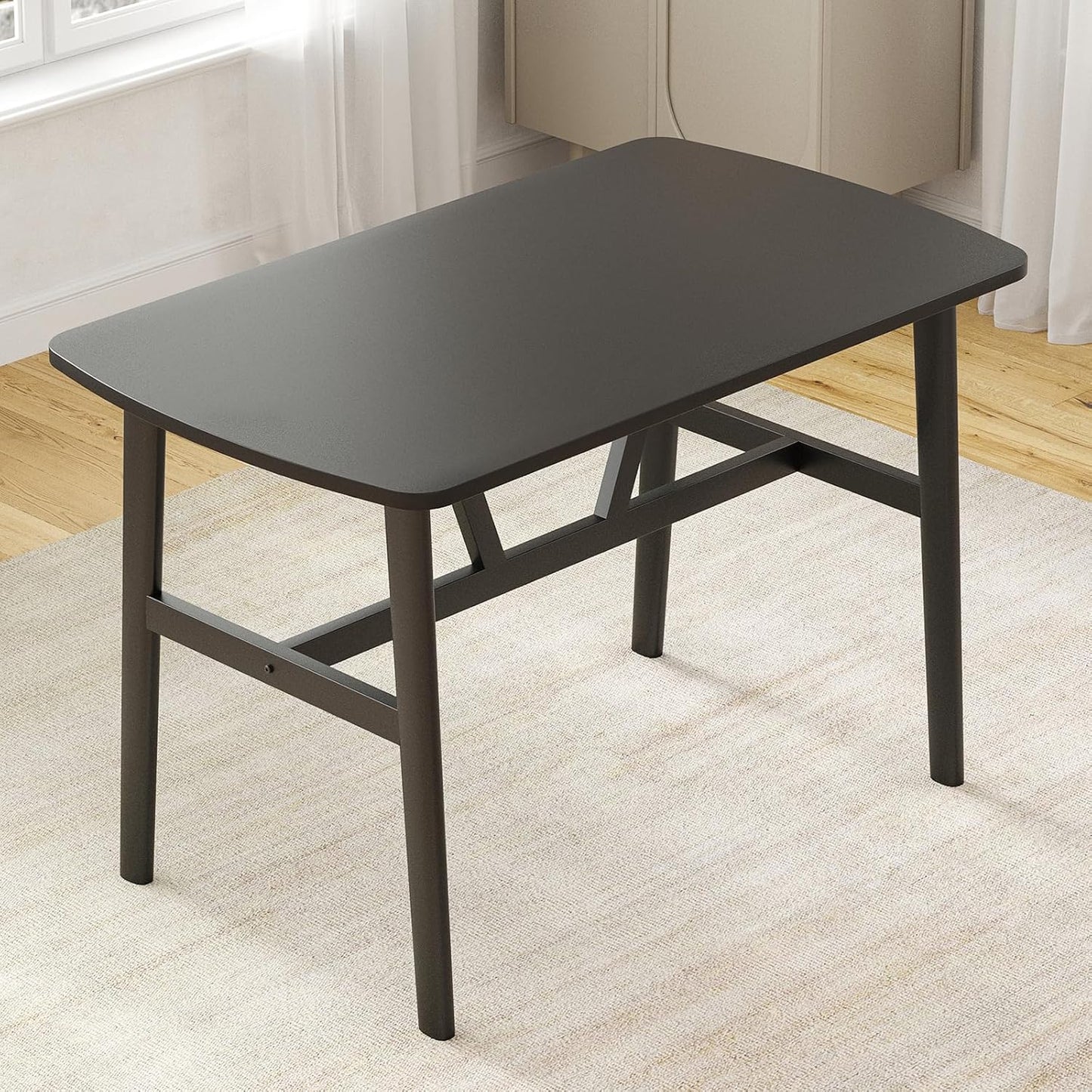 Farini 47" Dining Table for 4-6 Person, Rectangular Wood Kitchen Table, Modern Dinner Table with Sturdy Metal Frame for Dining Room, Kitchen, 47.2 inch