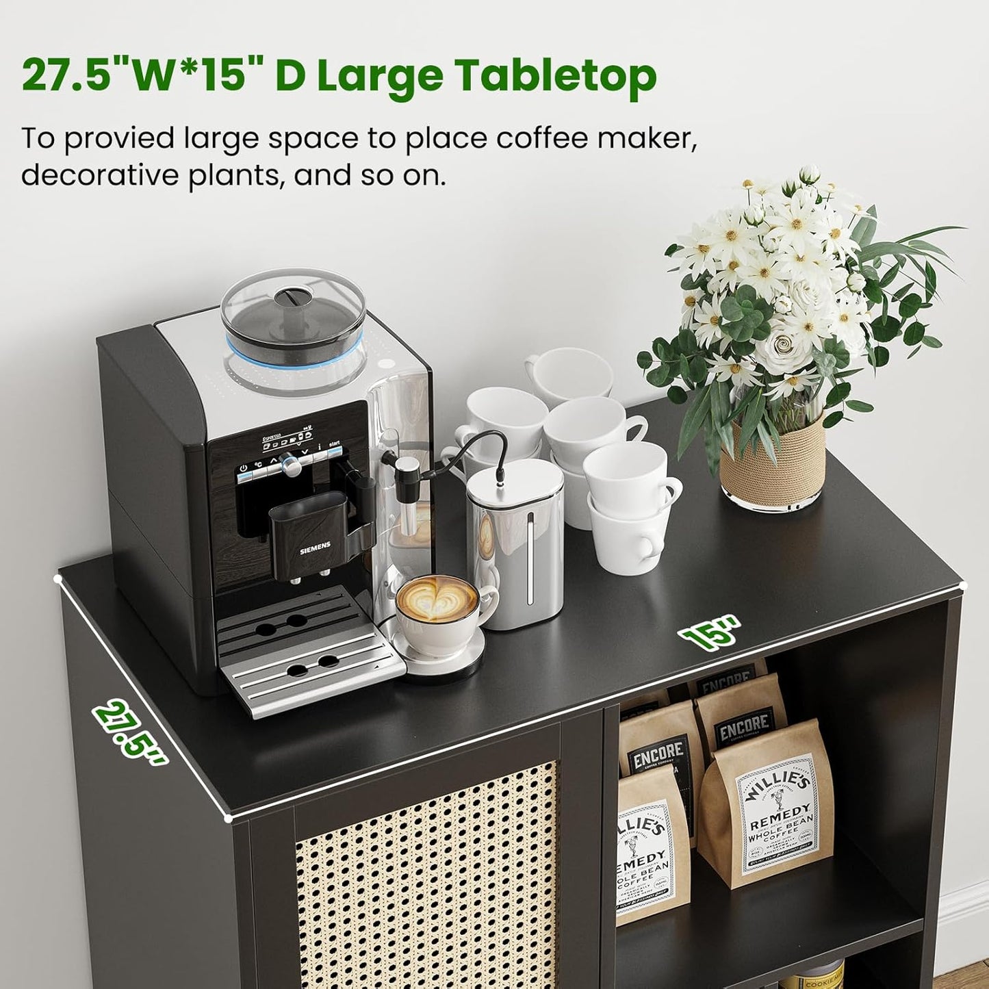 Farini Sideboard Buffet Cabinet, Bar Cabinet with Wine Racks and Adjustable Shelf for Kitchen, Living Room, Home Bar