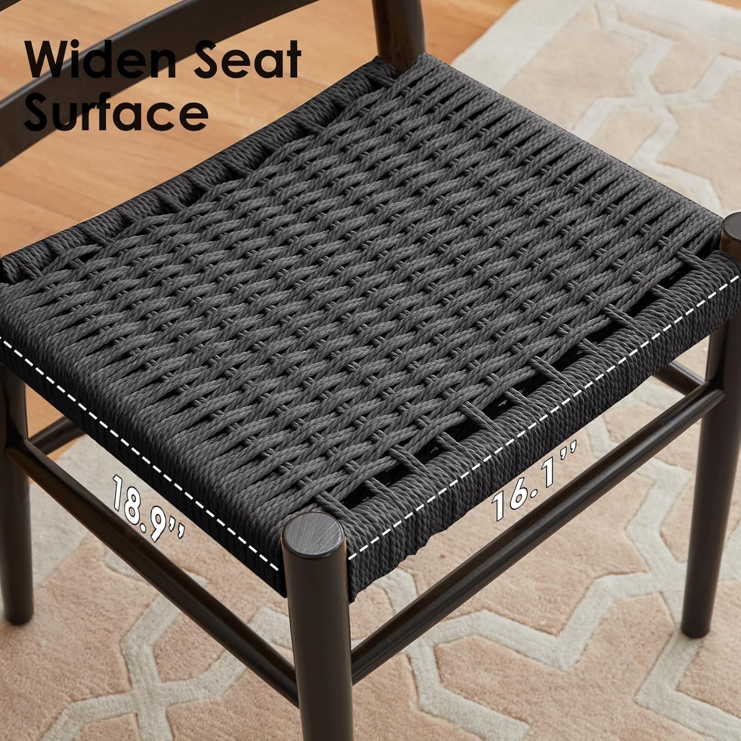 Farini Wood Rattan Dining Room Chairs with Comfortable Woven Seat,Fully-Assembled