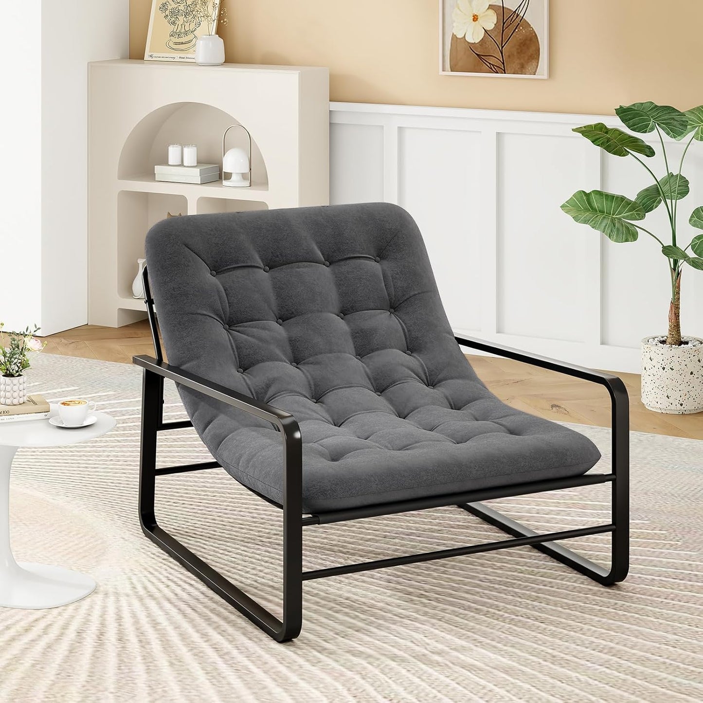 Farini Accent Chair, Sherpa Arm Chair for Living Room, Mid Century Modern Accent Chairs, Boucle Reading Bedroom Chair