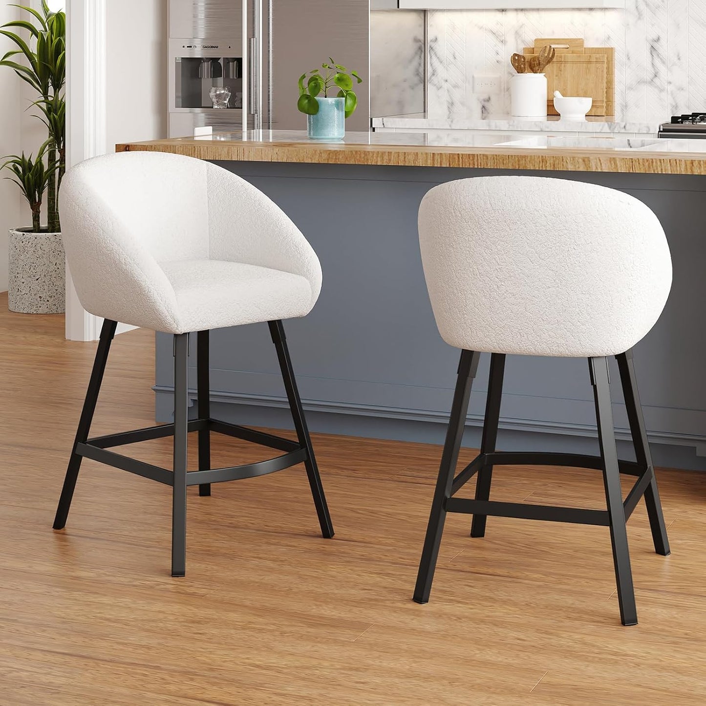Farini Bar Stools Set of 2 or 4,Upholstered Bar Stool with Back, 27 inch Height Counter Height Barstools for Home Kitchen Island