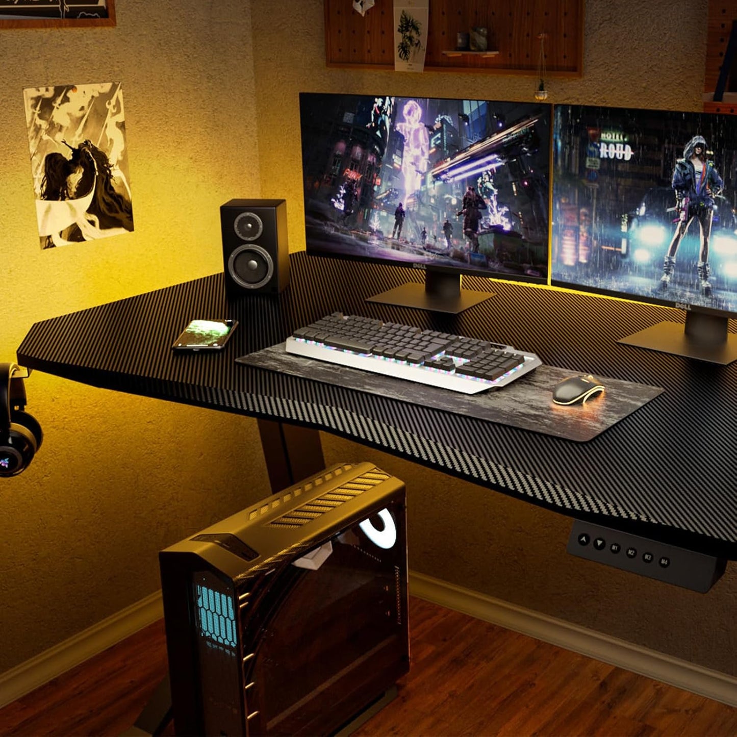 Farini Electric Standing Desk with Memory Preset 48 x 24 Inches Sit Stand up Desk Adjustable Height Desk Home Office Computer Workstation