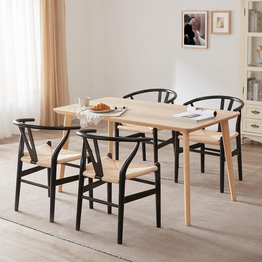 Farini Wood Wishbone Dining Room Chairs Mid Century Modern Wooden for Your Beach House, Fully Assembled
