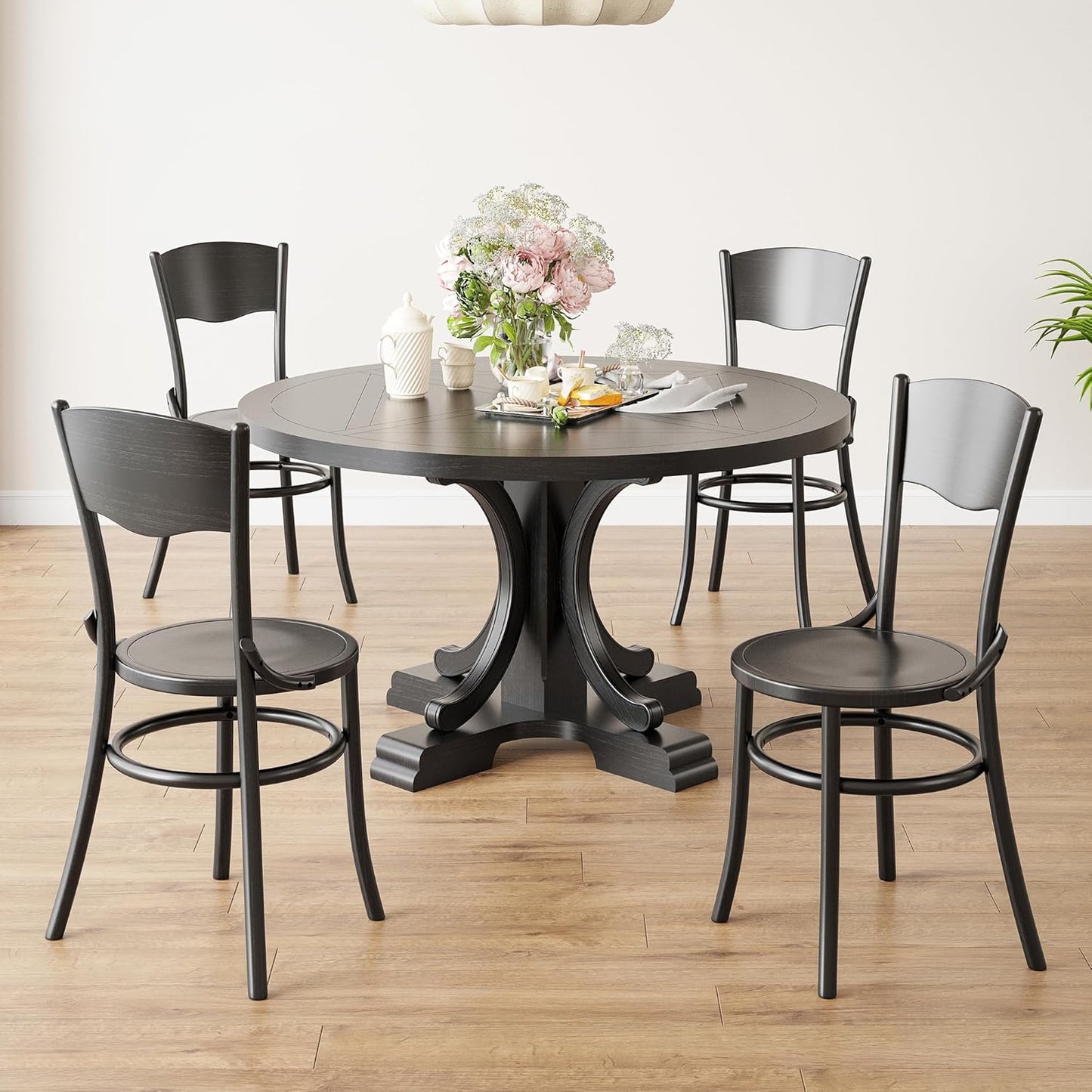 Farini Solid Wood Dining Chairs Set of 2, Farmhouse Kitchen & Dining Room Chairs for Mid Century Dining Table, Fully Assembled