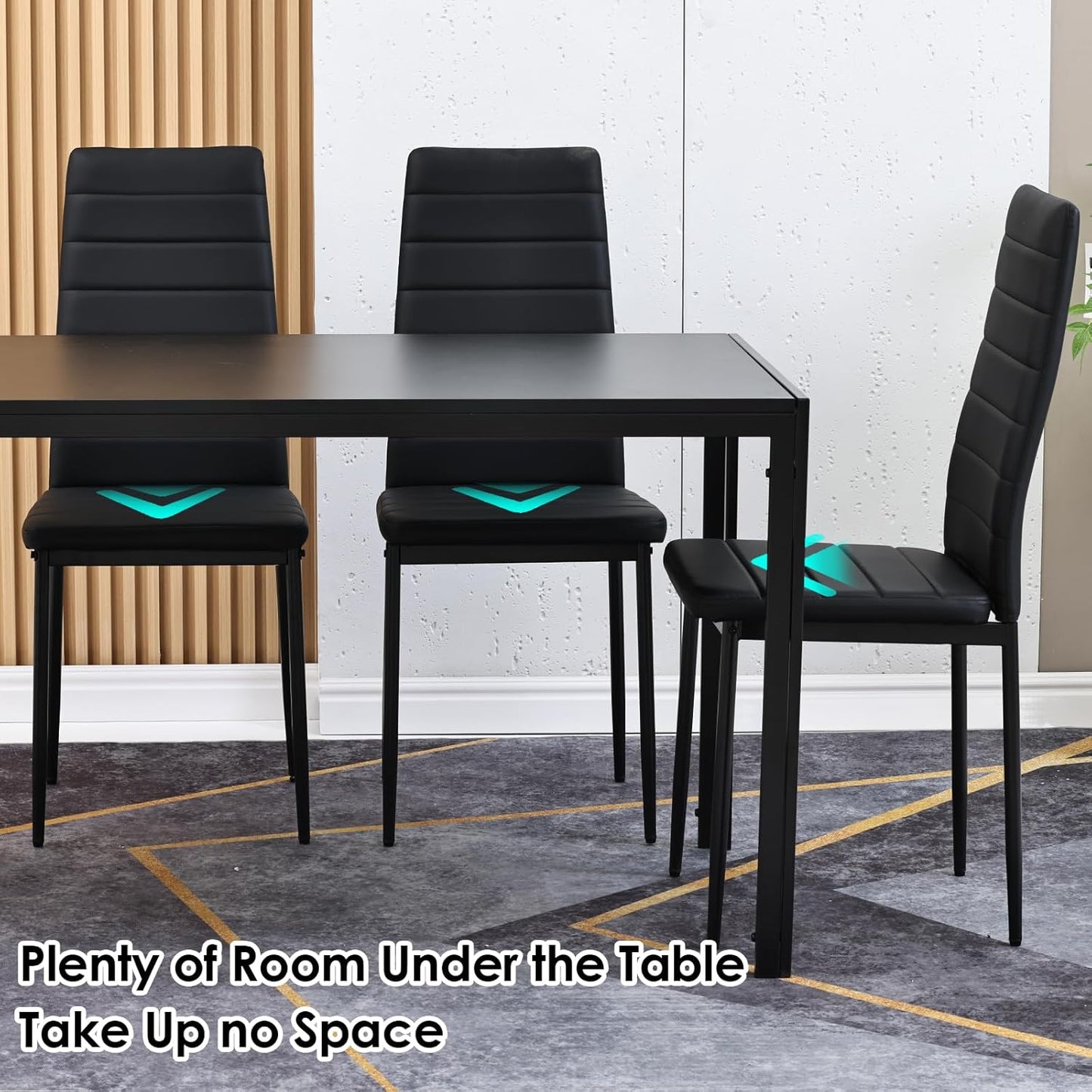 Farini 5-Piece Dining Table Set for Dining Room,4 Upholstered PU Chairs and 1 Table