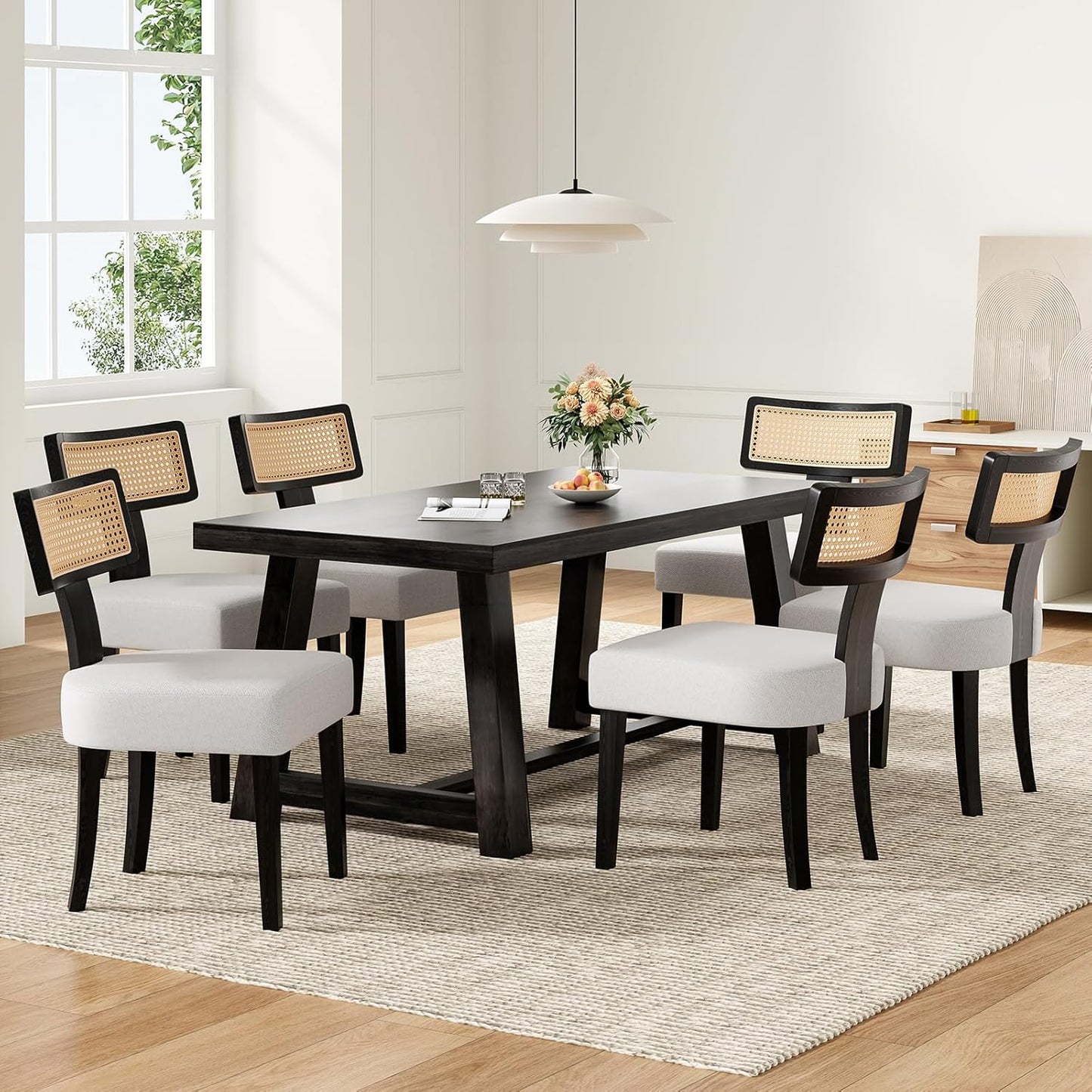 Upholstered Armless Dining Table Chairs Set with Hardwood Frame Curved Backrest for Kitchen Room