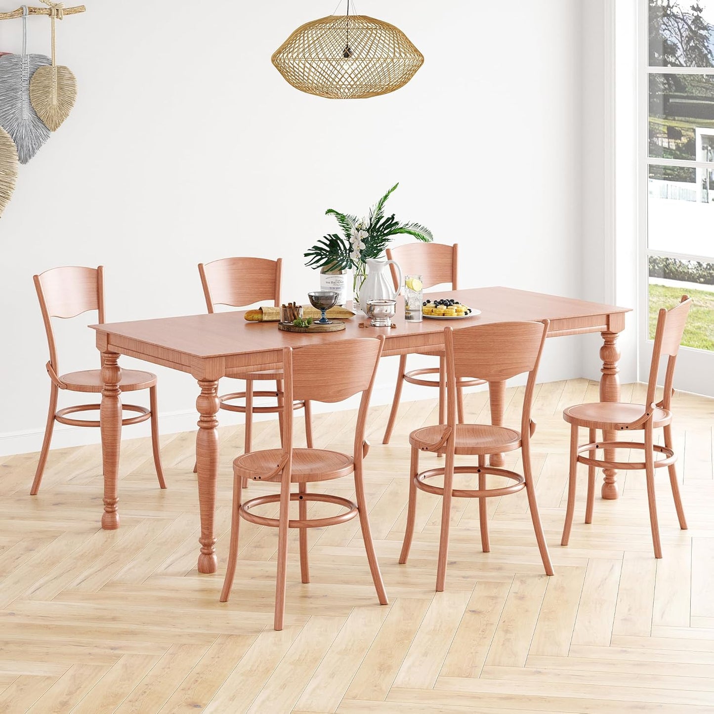 Farini Solid Wood Dining Chairs Set of 2, Farmhouse Kitchen & Dining Room Chairs for Mid Century Dining Table, Fully Assembled