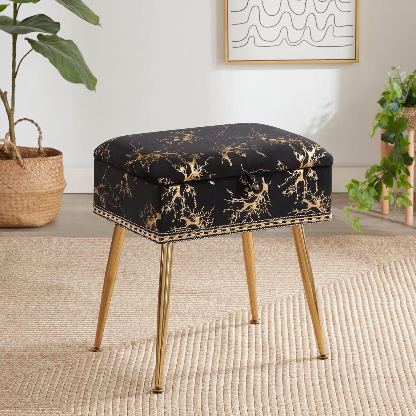 Farini Vanity Chair Ottoman Foot Rest, Makeup Vanity Stool for Makeup Room, Foot Stool for Living Room, Bedroom