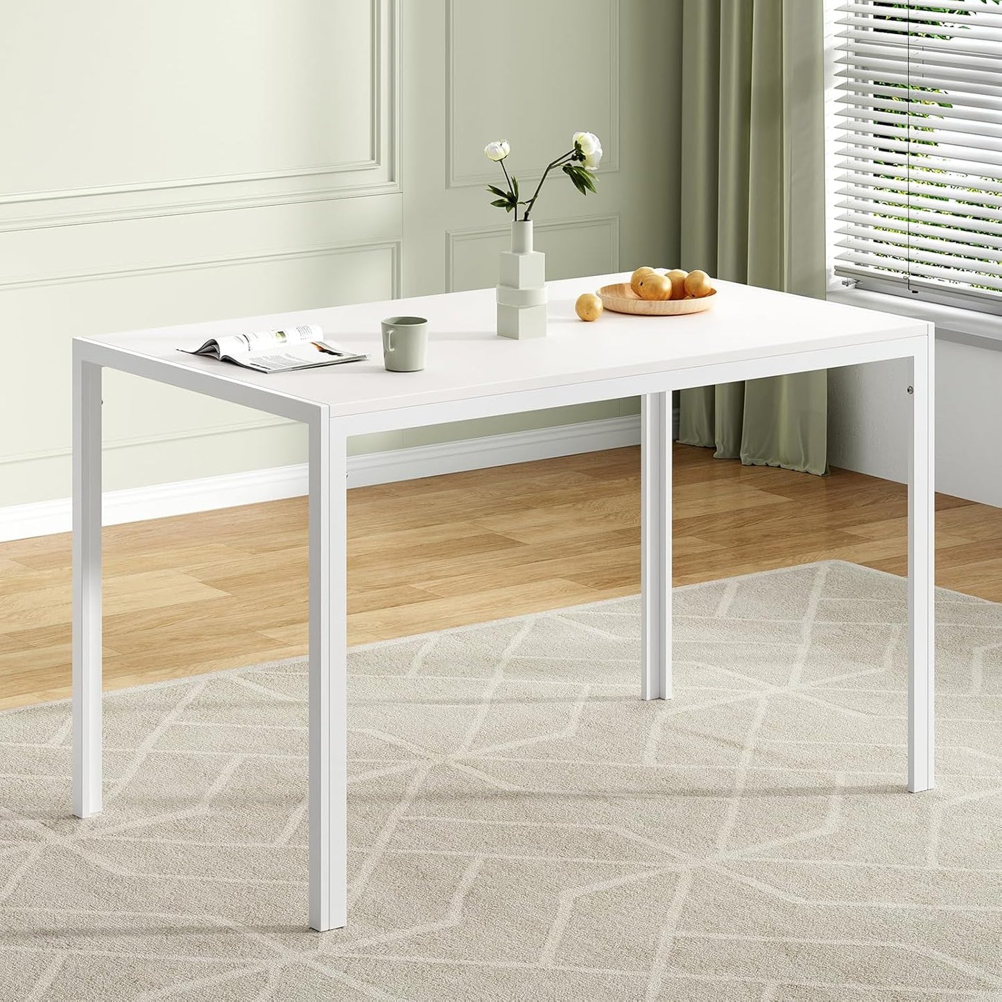 Farini Dining Table for 4-6 Person,47" Rectangular Wooden Dining Table Top and Metal Frame for Home Kitchen Dining Desk (47 inch)