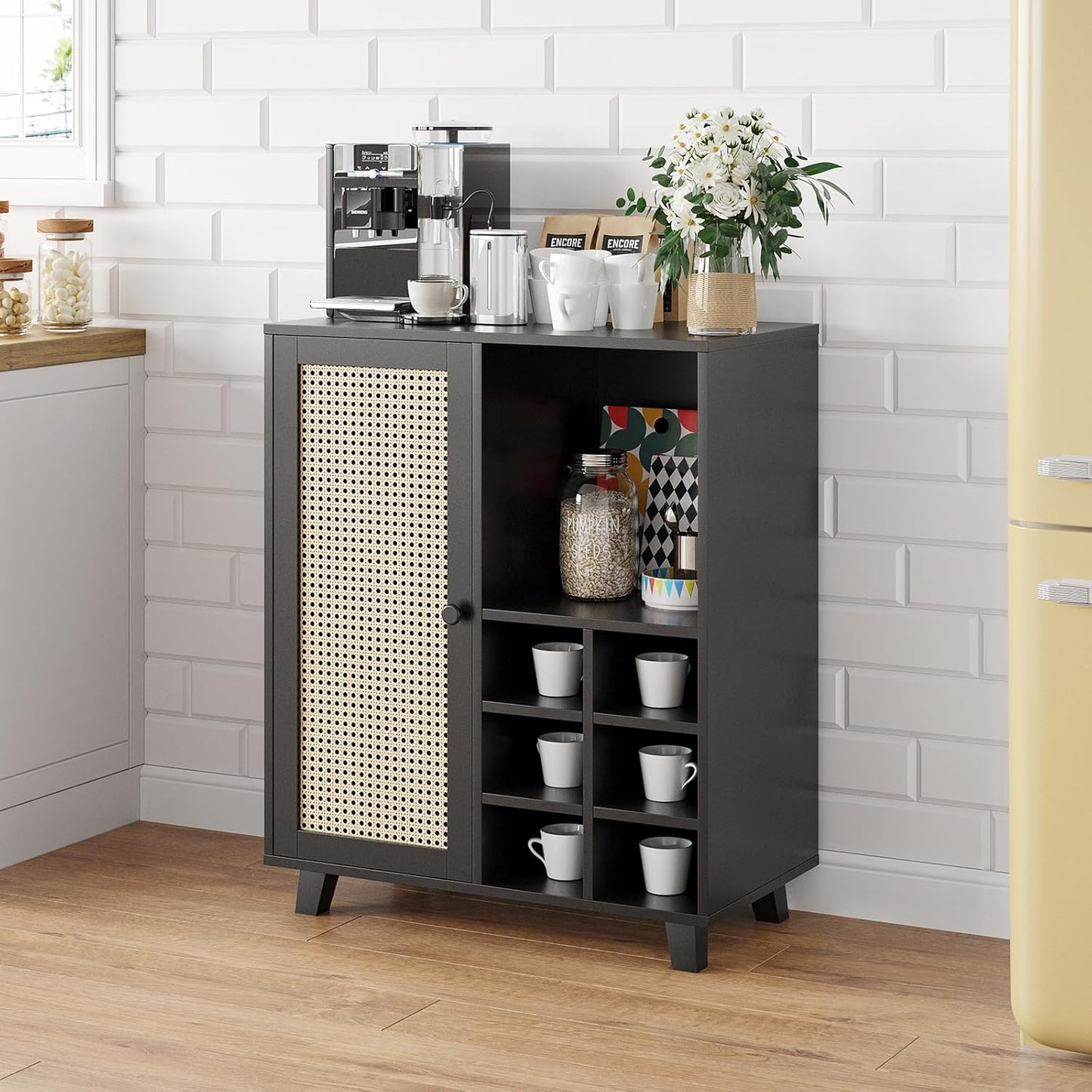 Farini Sideboard Buffet Cabinet, Bar Cabinet with Wine Racks and Adjustable Shelf for Kitchen, Living Room, Home Bar
