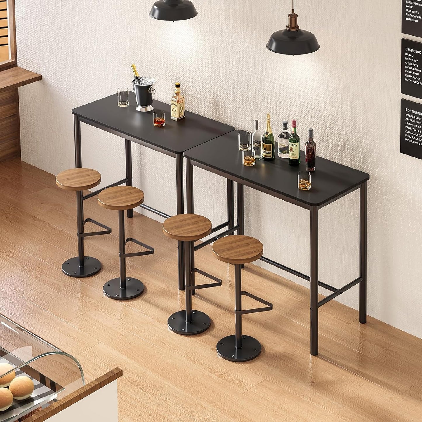 Farini 47 inch Counter Height Bar Table, Rectangular Dining Counter Tables with Metal Legs