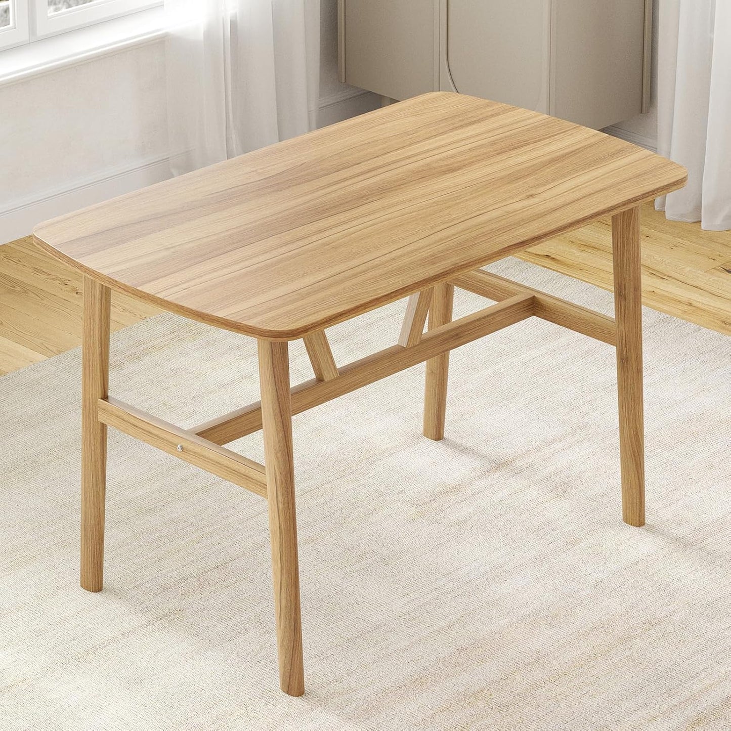 Farini 47" Dining Table for 4-6 Person, Rectangular Wood Kitchen Table, Modern Dinner Table with Sturdy Metal Frame for Dining Room, Kitchen, 47.2 inch