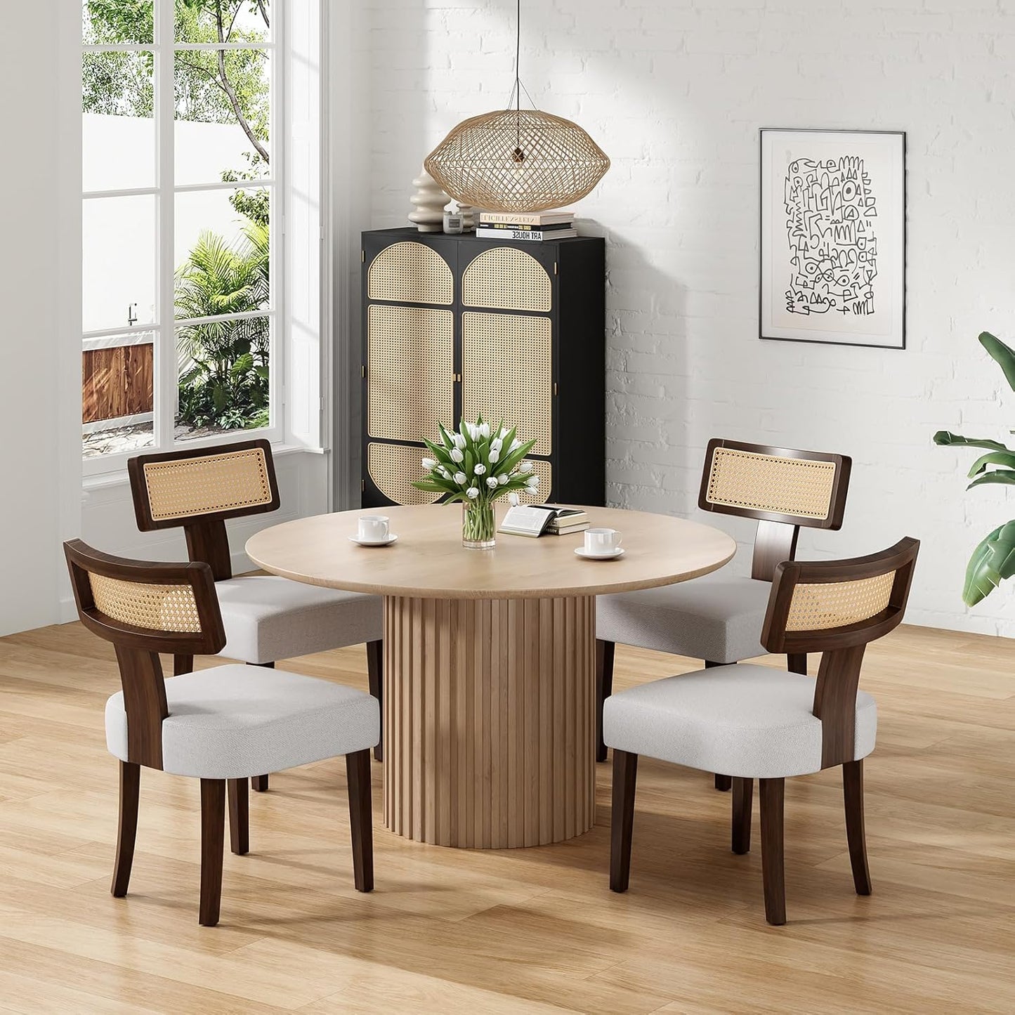 Upholstered Armless Dining Table Chairs Set with Hardwood Frame Curved Backrest for Kitchen Room