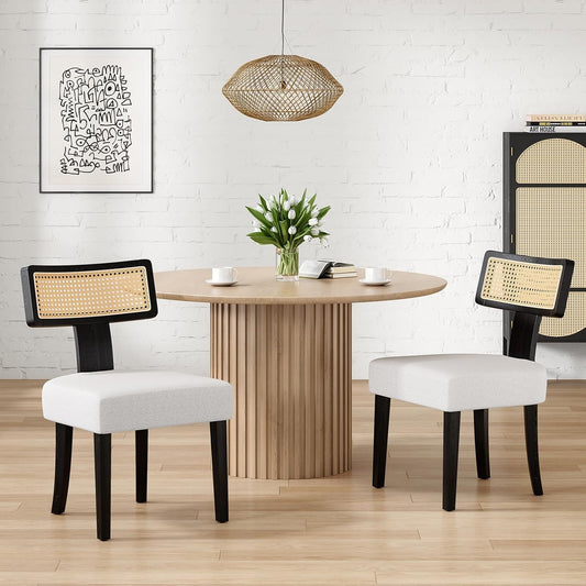 Upholstered Armless Dining Table Chairs Set with Hardwood Frame Curved Backrest for Kitchen Room