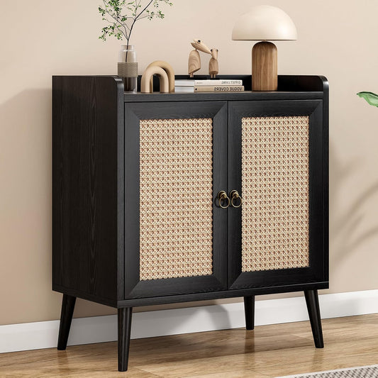 Farini Sideboard Buffet Cabinet Bar Cabinets with Rattan Decorated Doors