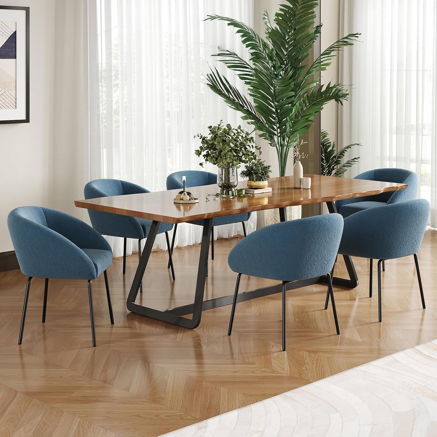 Farini Kitchen Room Dining Chairs Set of 2,Upholstered Kitchen Chairs with Back, Mid-Century Modern Dining Chairs for Home Dining Room