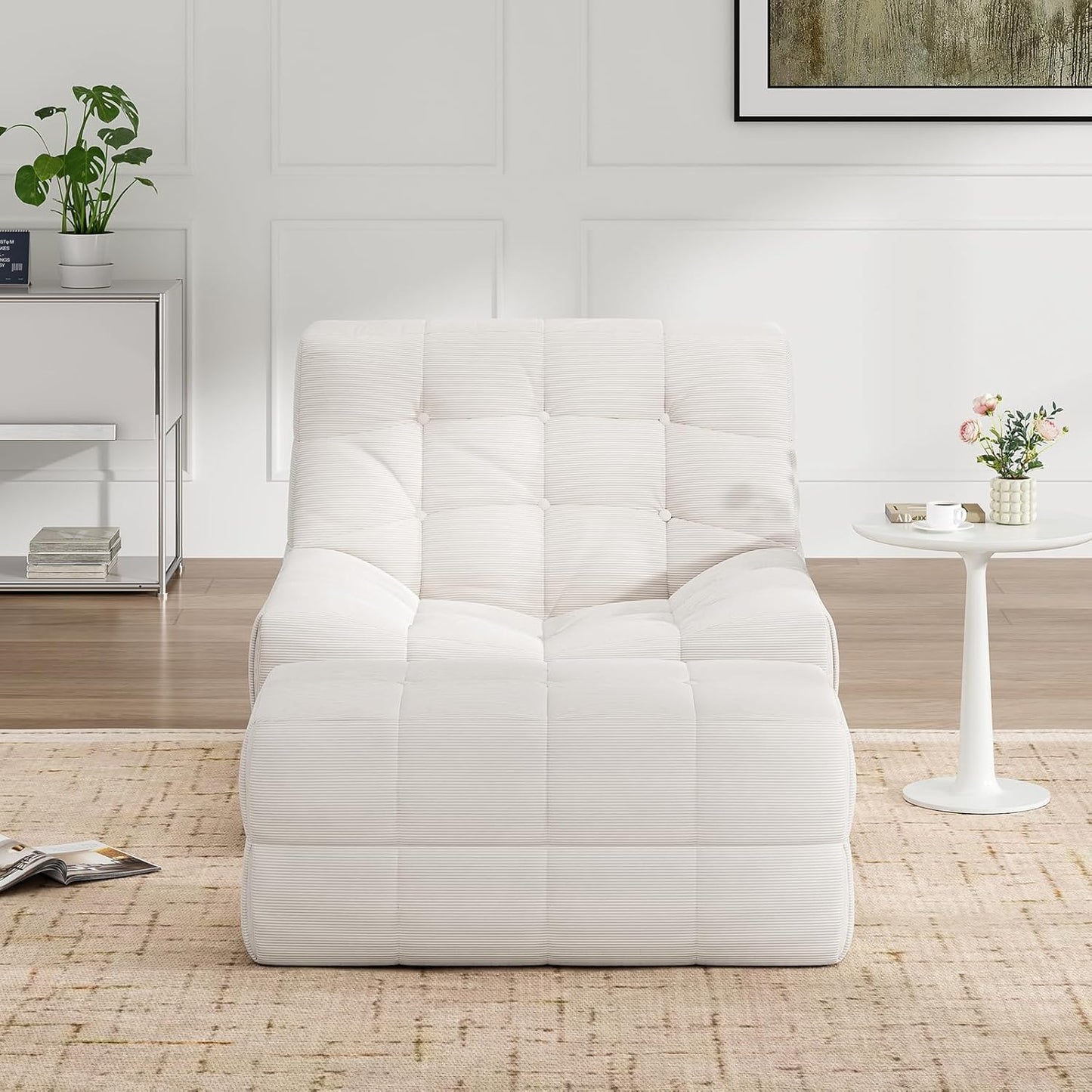 Farini Bean Bag Chair for Adults with Ottoman, Oversized Beanbag Chairs with High-Density Memory Foam, Comfy Lazy Sofa with Head, Neck, Back, Lumbar, Hip Support for Living Room, Bedroom