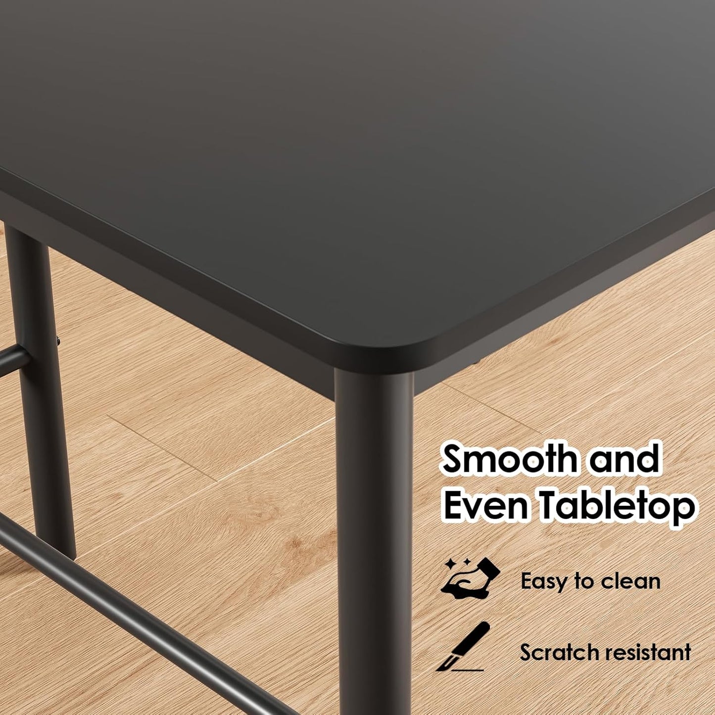 Farini 47 inch Counter Height Bar Table, Rectangular Dining Counter Tables with Metal Legs