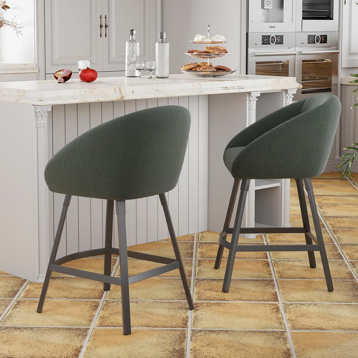 Farini Bar Stools Set of 2 or 4,Upholstered Bar Stool with Back, 27 inch Height Counter Height Barstools for Home Kitchen Island