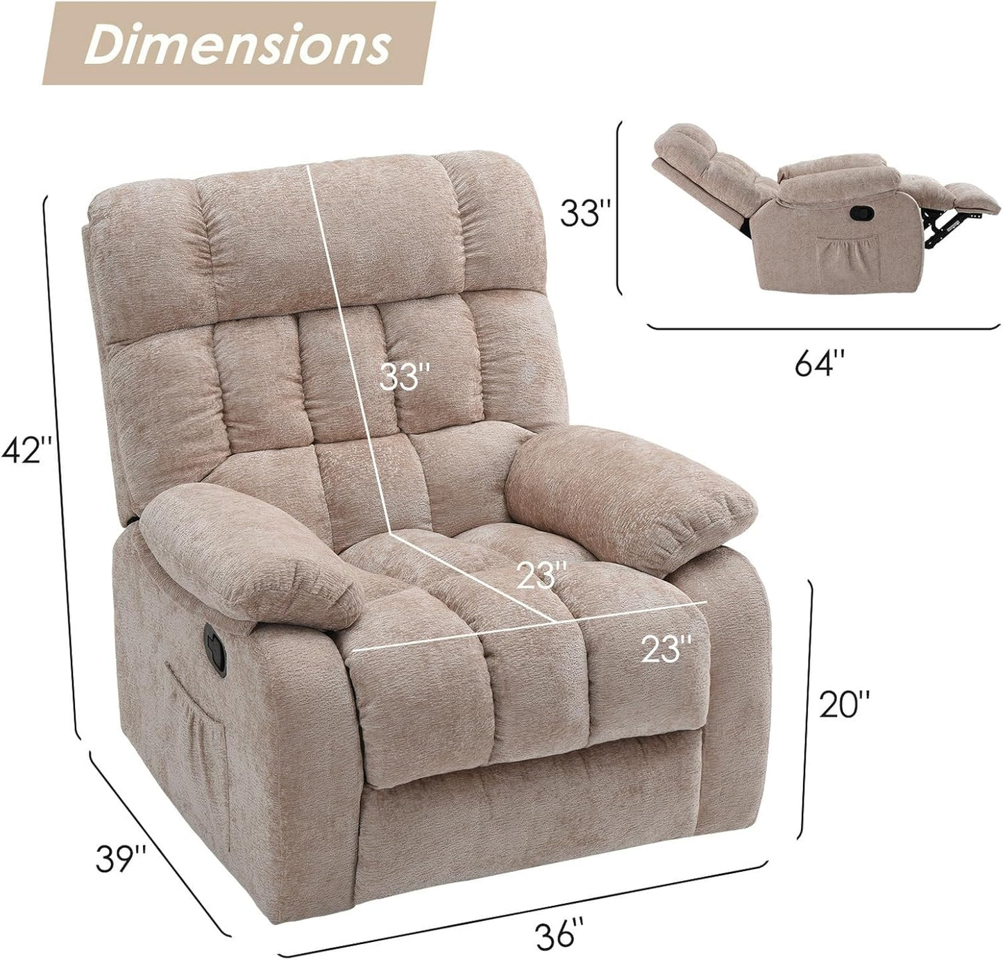 Farini Oversized Power Lift Recliner Chair for Elderly Big and Tall, Large Fabric Recliner with Massage and Heat,Wide Electric Recliner Chair with USB Ports, Cup Holders, Side Pockets