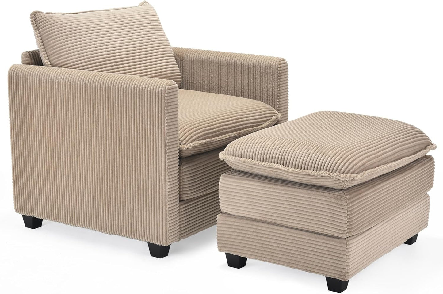 Farini Comfy Accent Lounge Reading Chair with Ottoman for Living Room Bedroom