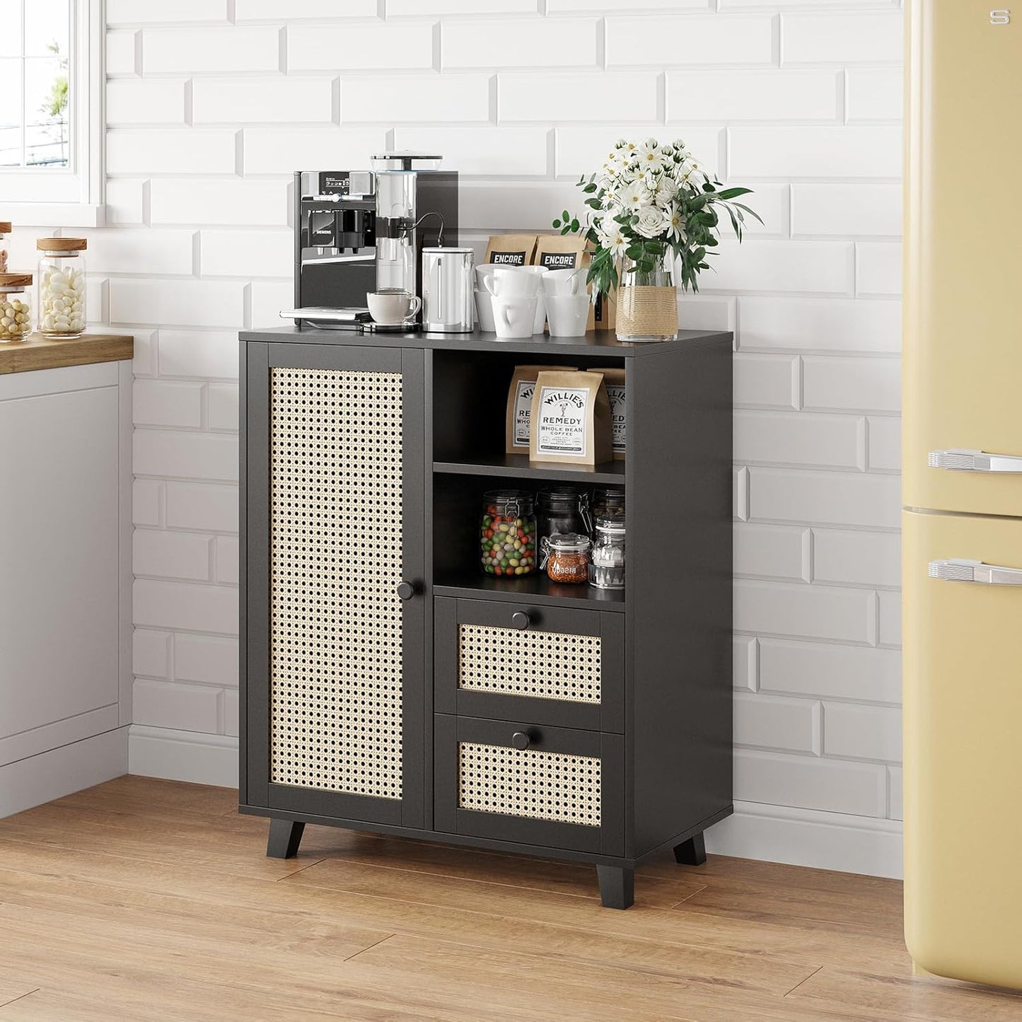 Farini Sideboard Buffet Cabinet, Accent Cabinet with Drawers and Adjustable Shelf for Kitchen, Living Room, Entryway