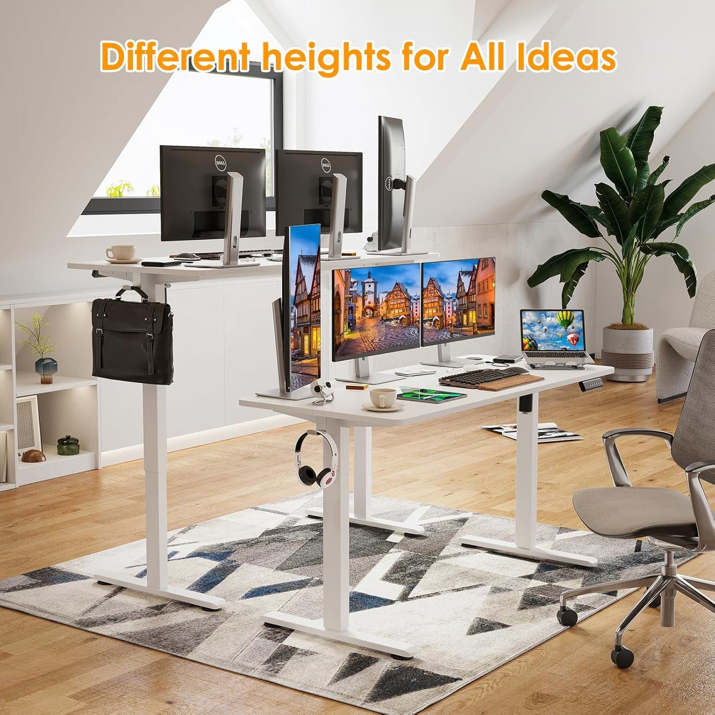 Farini Electric Standing Desk Adjustable Height Sit Stand Home Office Desk with Splice Board