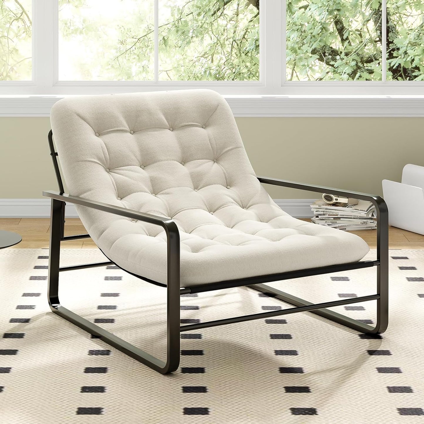 Farini Accent Chair, Sherpa Arm Chair for Living Room, Mid Century Modern Accent Chairs, Boucle Reading Bedroom Chair