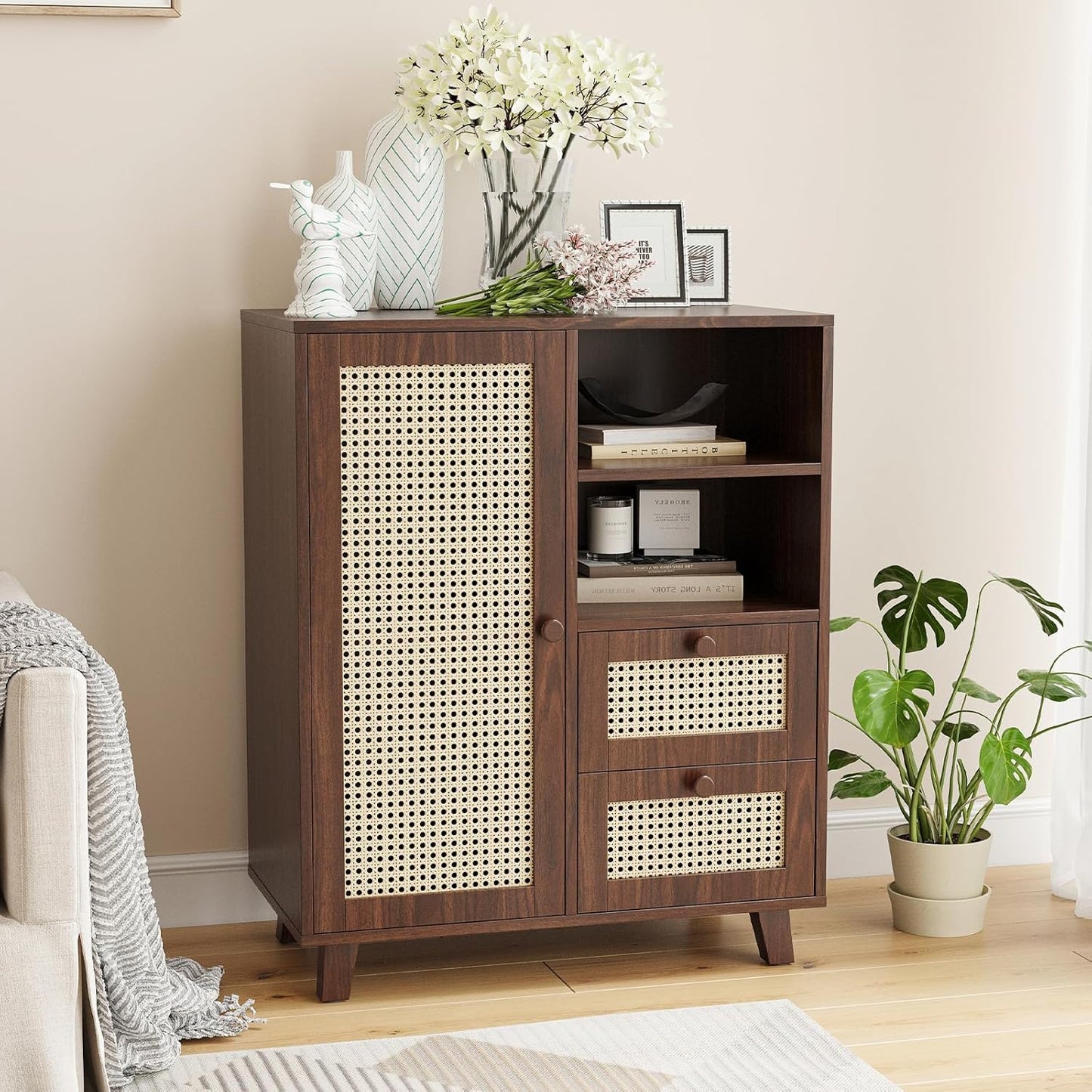 Farini Sideboard Buffet Cabinet, Accent Cabinet with Drawers and Adjustable Shelf for Kitchen, Living Room, Entryway