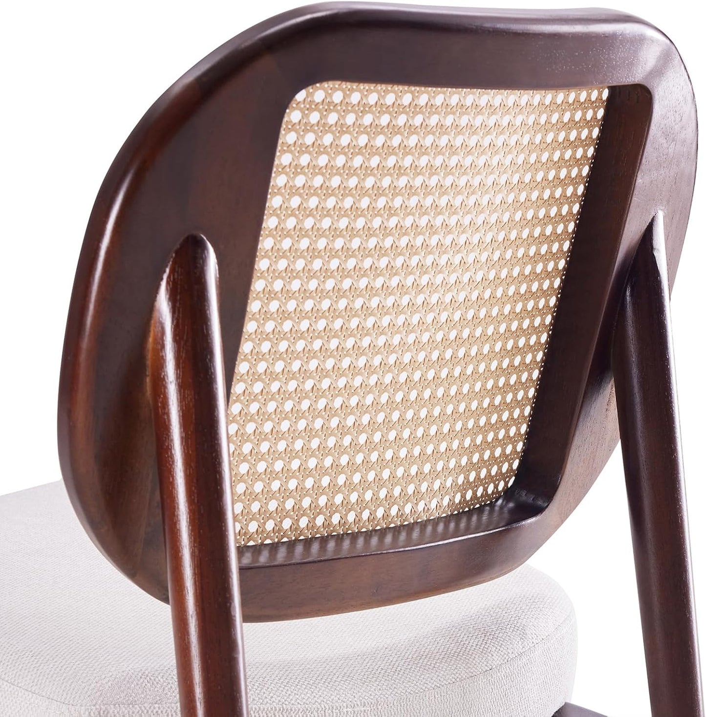 Farini Rattan Accent Chair, Upholstered Living Room Chair with Rattan Back & Wood Frame, Mid-Century Modern Reading Chair for Living Room, Bedroom