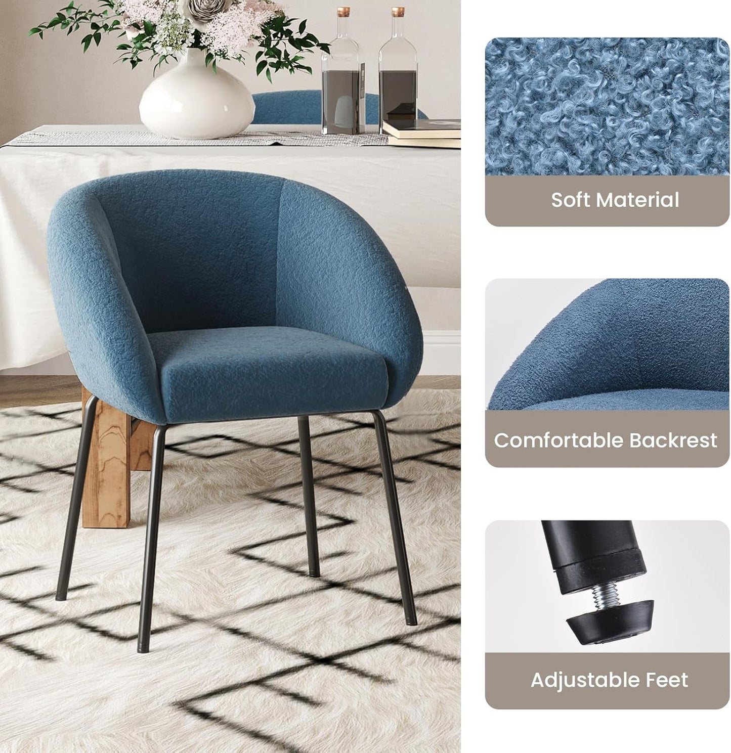 Farini Kitchen Room Dining Chairs Set of 2,Upholstered Kitchen Chairs with Back, Mid-Century Modern Dining Chairs for Home Dining Room