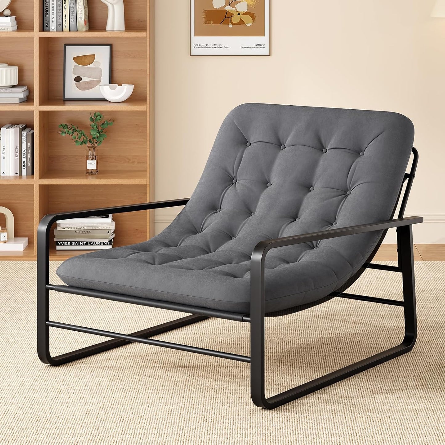 Farini Accent Chair, Sherpa Arm Chair for Living Room, Mid Century Modern Accent Chairs, Boucle Reading Bedroom Chair