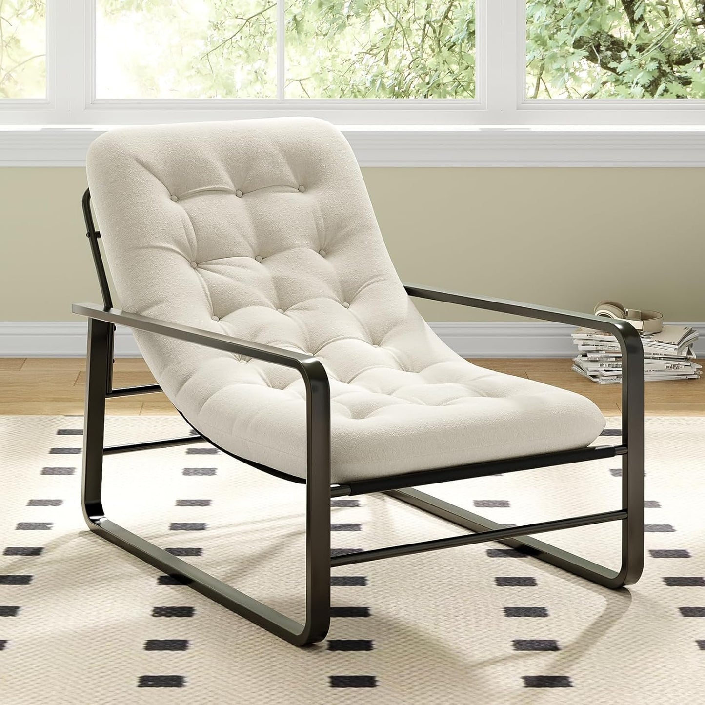 Farini Accent Chair, Sherpa Arm Chair for Living Room, Mid Century Modern Accent Chairs, Boucle Reading Bedroom Chair