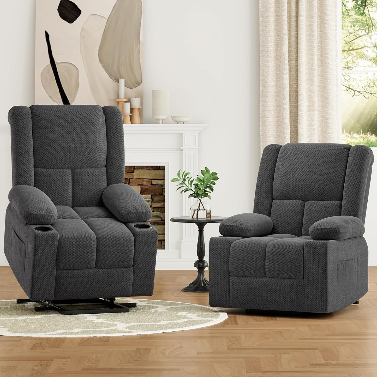 Farini Power Lift Recliner Chair with Massage and Heat for Elderly People, USB Ports and Cup Holders