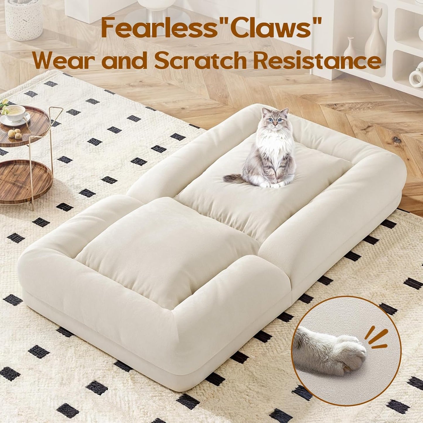 Farini Bean Bag Chairs for Adults, High Density Sponge Bean Bag Sofa with Waist Support, Soft Lazy Floor Sofa for Living Room, Reading Chair for Bedroom