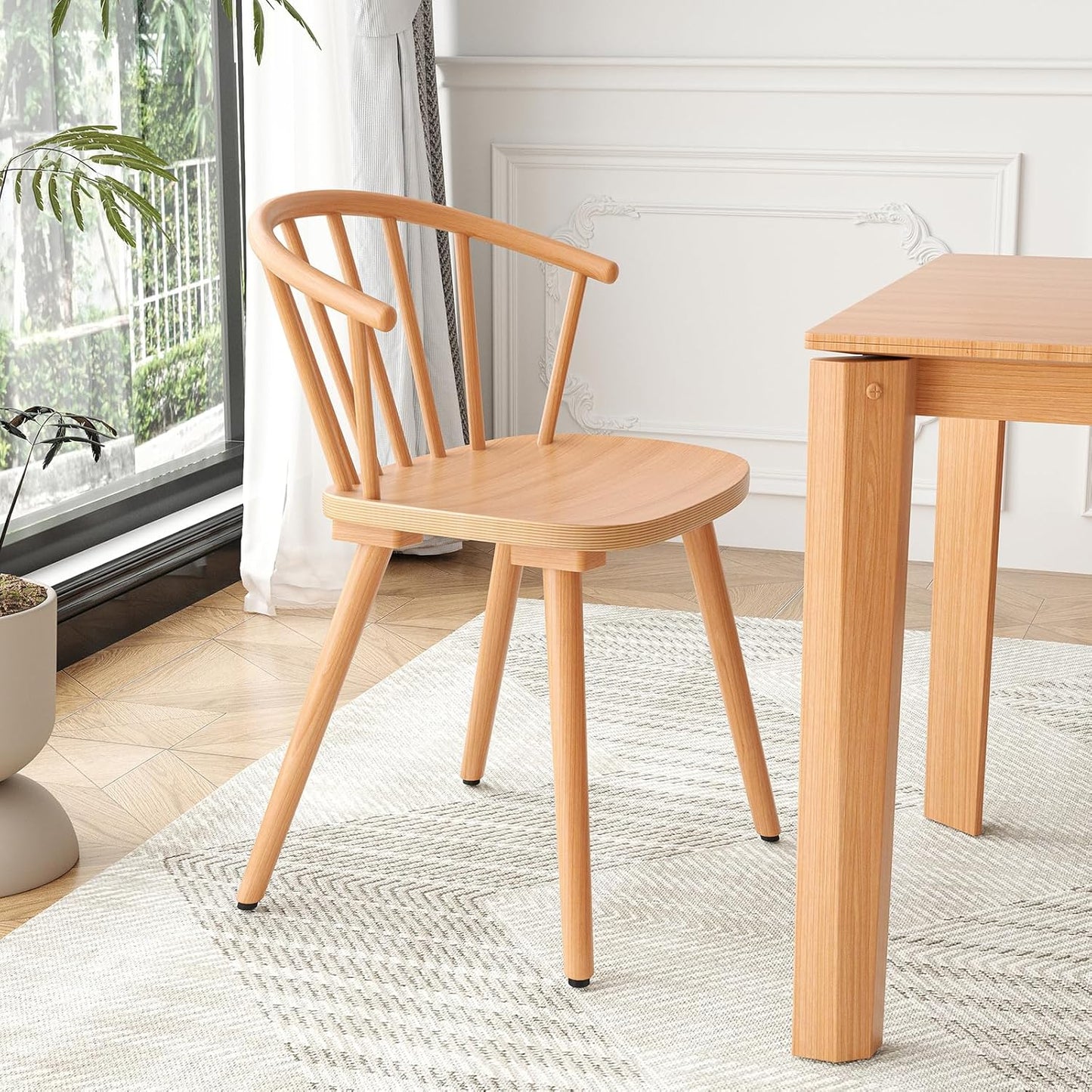 Farini Windsor Dining Chairs, Kitchen & Dining Room Chairs for Dining Room with Spindle Back, Mid Century Modern Dining Table Chairs with Comfortable Seat, Wood Dining Chair
