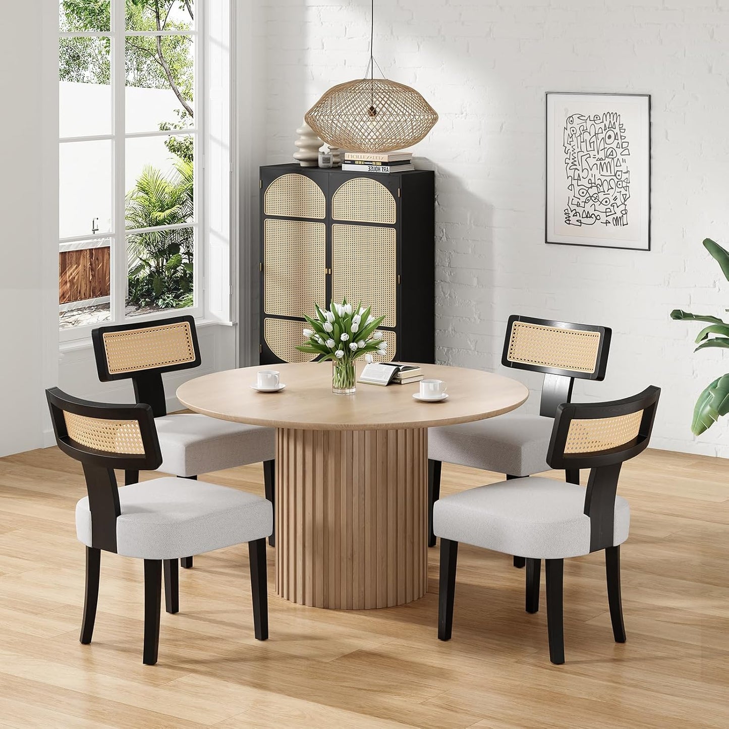 Upholstered Armless Dining Table Chairs Set with Hardwood Frame Curved Backrest for Kitchen Room