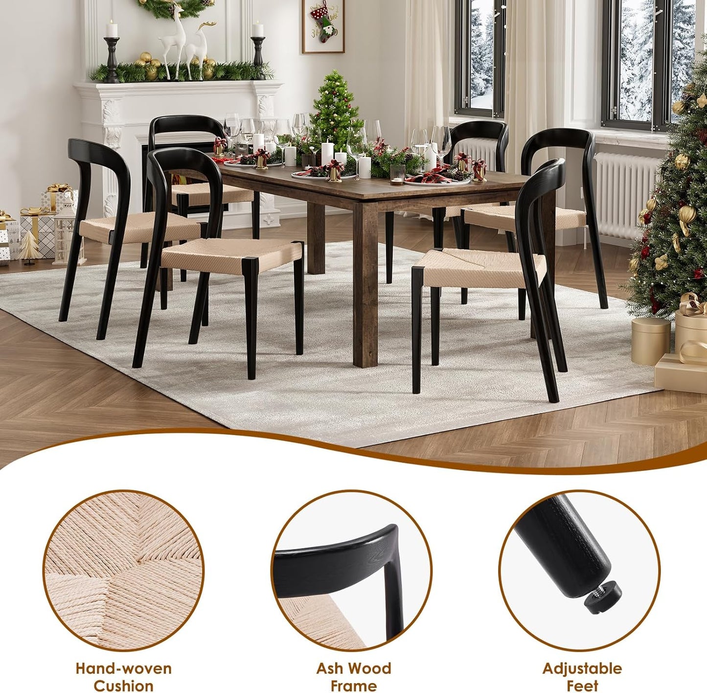 Farini Ash Wood Stackable Dining Chair Mid Century Modern Wooden for Your Room House, Fully Assembled