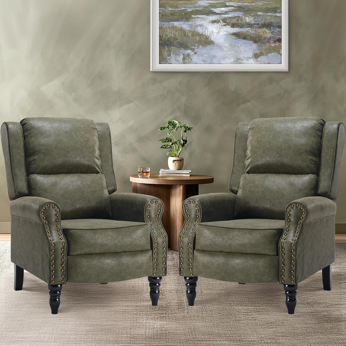 Farini Faux Leather Pushback Recliner Chair for Living Room Bedroom RV