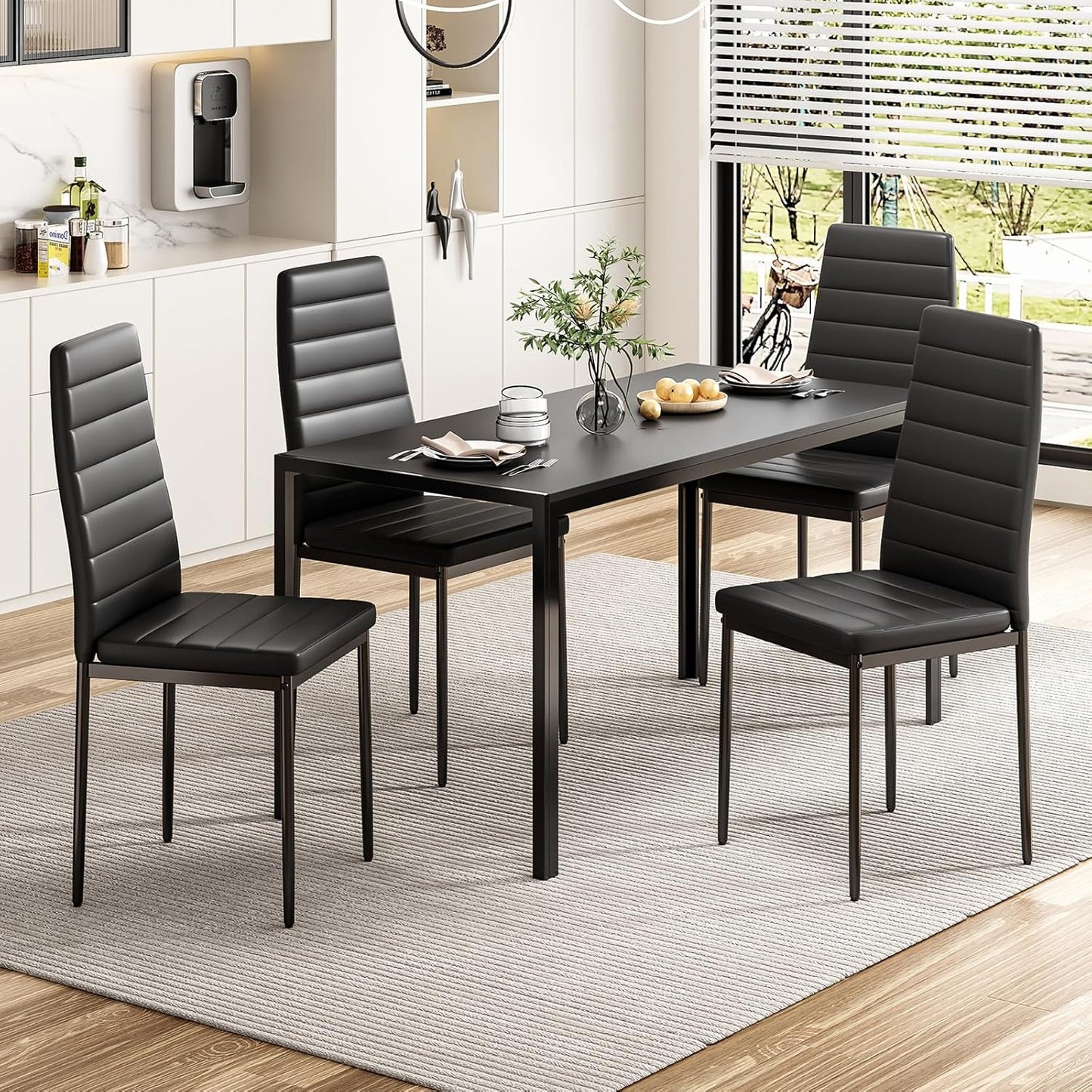 Farini Dining Table for 4-6 Person,47" Rectangular Wooden Dining Table Top and Metal Frame for Home Kitchen Dining Desk (47 inch)