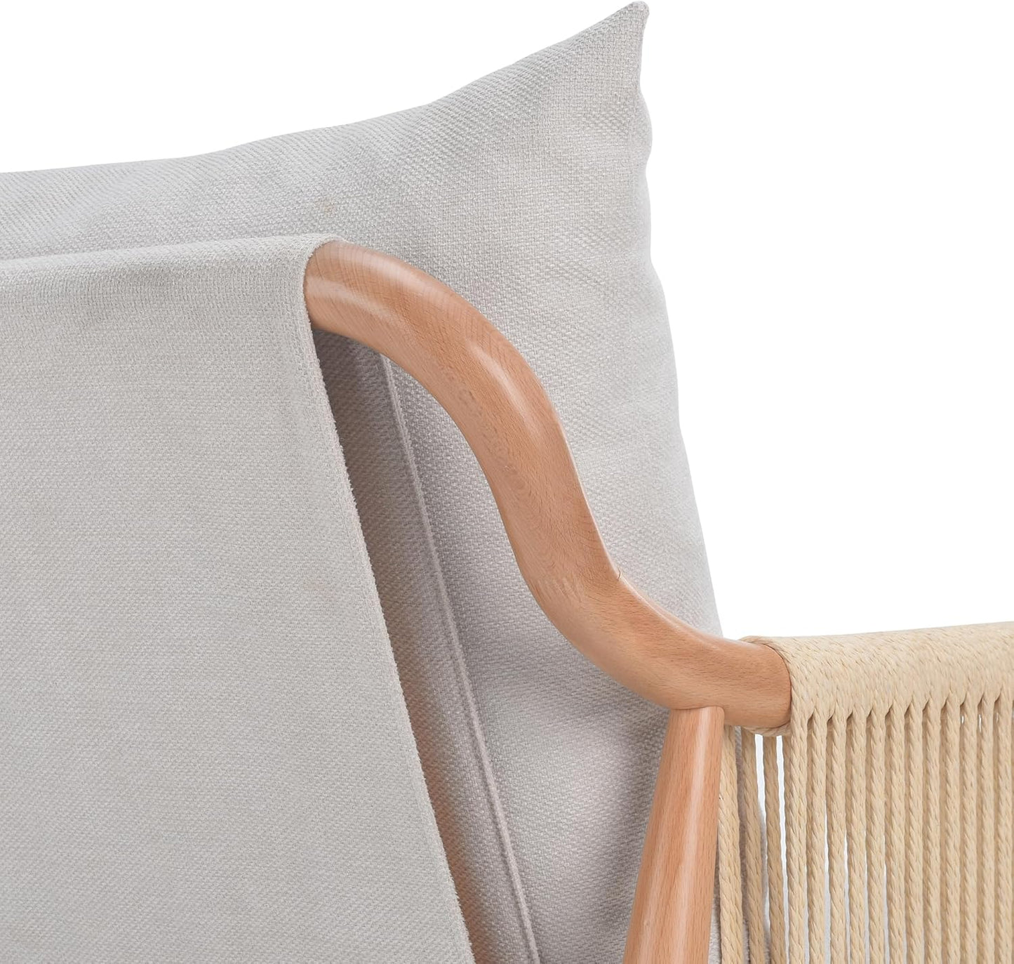 Farini Braid Armchair, Mid Century Modern Wood Accent Chair for Living Room,Reading Bedroom Chair