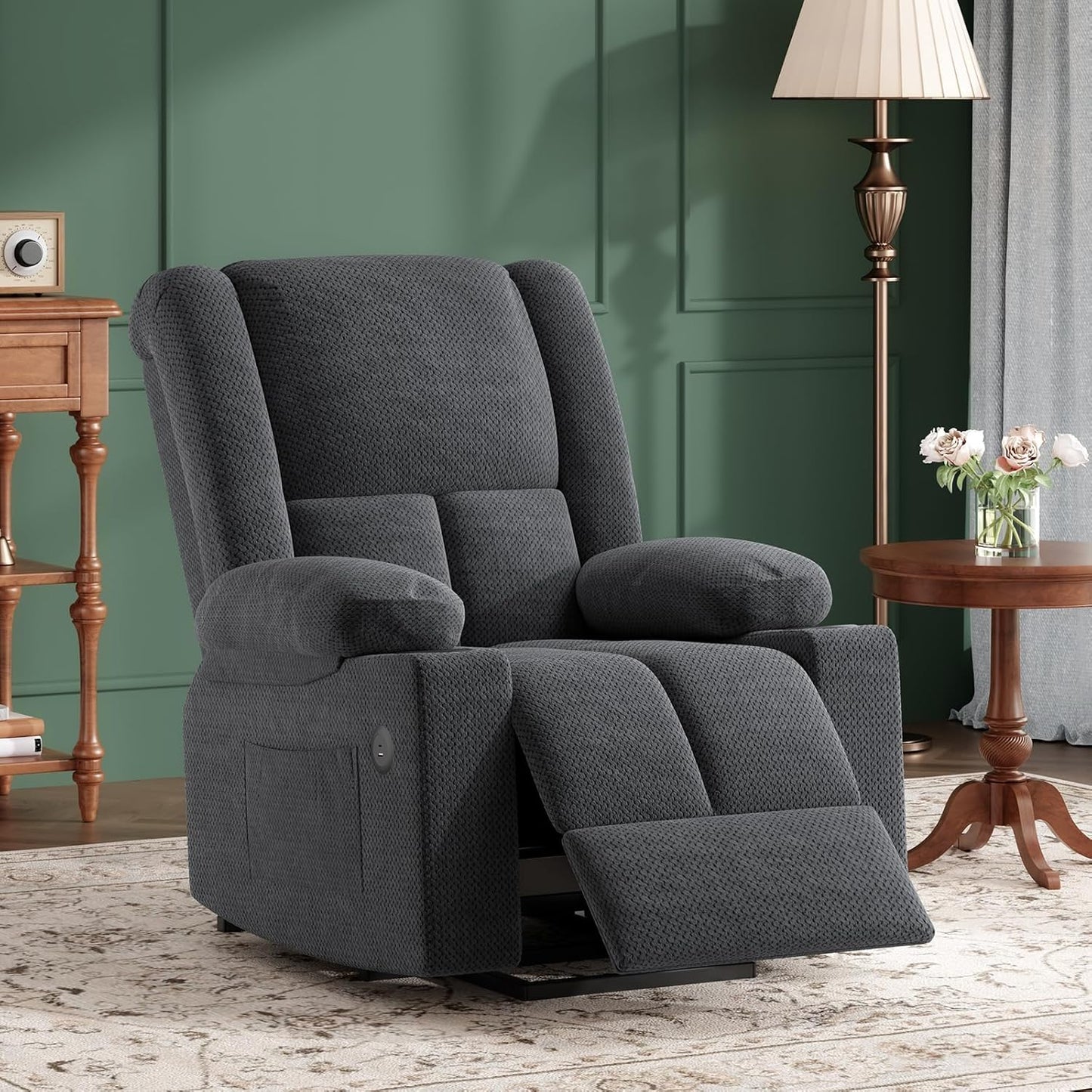 Farini Power Lift Recliner Chair with Massage and Heat for Elderly People, USB Ports and Cup Holders