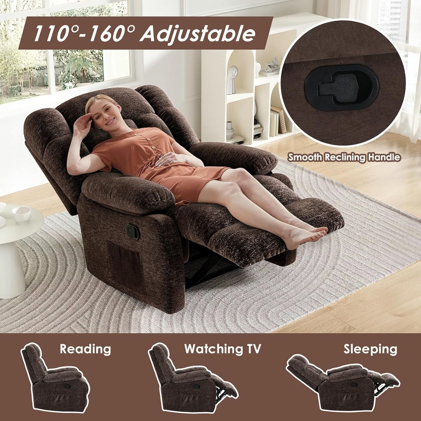 Farini Oversized Power Lift Recliner Chair for Elderly Big and Tall, Large Fabric Recliner with Massage and Heat,Wide Electric Recliner Chair with USB Ports, Cup Holders, Side Pockets