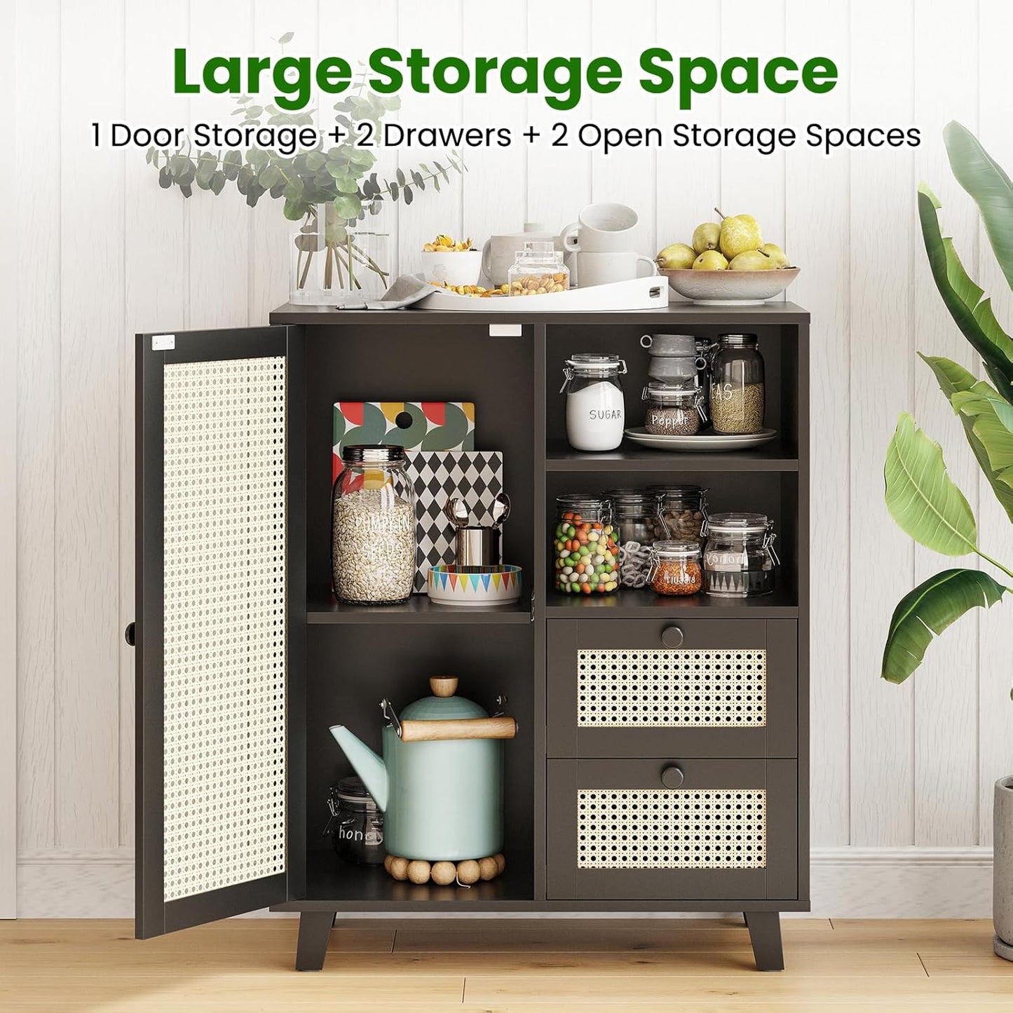 Farini Sideboard Buffet Cabinet, Accent Cabinet with Drawers and Adjustable Shelf for Kitchen, Living Room, Entryway