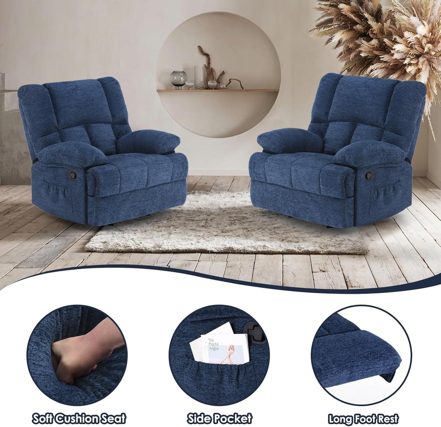 Farini Oversized Rocking Rocker Recliner Chair for Living Room Adults