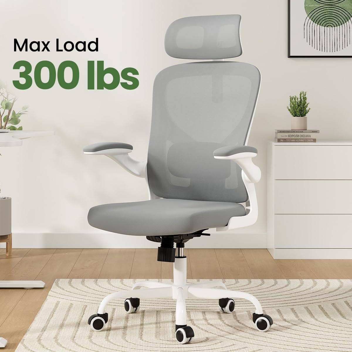 Farini Ergonomic Office Chair,Home Office Desk Chair with Adjustable Lumbar Support and Armrests,Comfy Computer Desk Chair with Headrest,for Home and Office